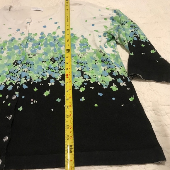 Charter Club 3/4 sleeve floral cardigan with sequins (tag missing-feels like 2X) - Picture 14 of 15